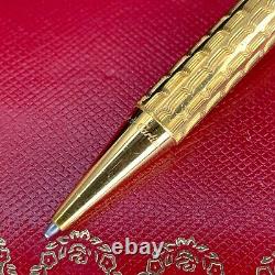 Vintage Cartier Ballpoint Pen Rare Trinity Chevron 18k Gold Plated with Case