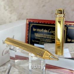 Vintage Cartier Ballpoint Pen Vendome Trinity Rare Pave Cut Texture withCase&Card