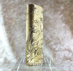 Vintage Cartier Gas Lighter Gold Plated Rare Dragon x Phoenix Engraved withCase