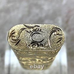 Vintage Cartier Gas Lighter Gold Plated Rare Dragon x Phoenix Engraved withCase