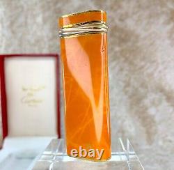 Vintage Cartier Gas Lighter Trinity Rare Orange Flame Lacquer Finish with Box