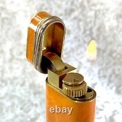 Vintage Cartier Gas Lighter Trinity Rare Orange Flame Lacquer Finish with Box