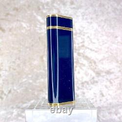 Vintage Cartier Lighter Oval Rare Navy Lacquer 18K Gold Finish with Case