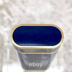 Vintage Cartier Lighter Oval Rare Navy Lacquer 18K Gold Finish with Case
