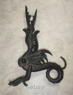 Vintage Cast Iron Dragon Primitive Sculpture Desk Statue Mythical Creatures Rare
