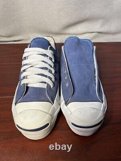 Vintage Converse Mens 3.5 JACK PURCELL Blue Periwinkle Suede USA MADE Irregular