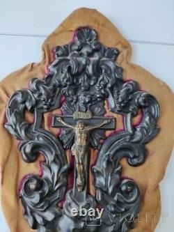 Vintage Cross Jesus Bronze Christian Metal Religion Spirituality Rare Old 20th