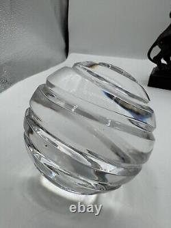 Vintage Crystal Ball Sphere On Metal Bronze Lions Sculpture Wooden Base RARE