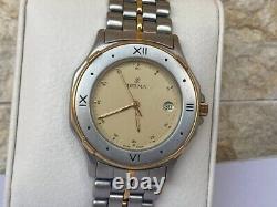 Vintage Delma Watch Two Toned Silver Gold Mint Condition With Case Swiss So Rare
