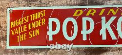 Vintage Drink POP KOLA Soda Sign America's Finest Cola Tin Metal Rare! 14x3