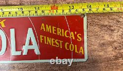 Vintage Drink POP KOLA Soda Sign America's Finest Cola Tin Metal Rare! 14x3