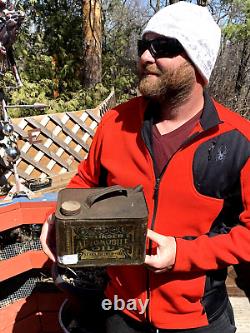 Vintage Early Rare Sears Roebuck Metal Square Motor Oil Can With spout Gas /sign