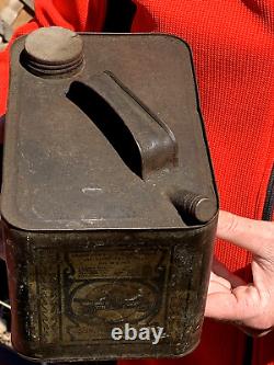 Vintage Early Rare Sears Roebuck Metal Square Motor Oil Can With spout Gas /sign