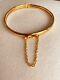 Vintage & Estate 18k Yellow Gold Over 7.5 Bangle Bracelet With Chain Link Rare