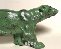 Vintage Figurine Bear Polar Metal Statue German Patina Decor Art Rare Old 20th