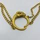 Vintage Gold-toned Metal Belt Circular Ram Links Green Rhinestone Eyes Rare