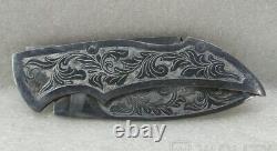 Vintage ITK Pocket Knife Engraving Folding Metal Men's Etching Rare Old 20th