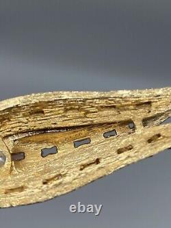 Vintage Jomaz Mazer Green & Clear Cabochon Flower Gold Tone Pin Brooch Rare