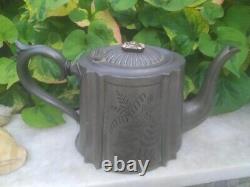 Vintage Kettle Teapot England Decor Stigma Lid Engraved Flower Rare Old 20th