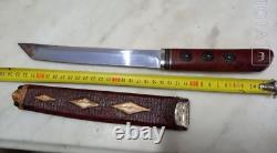 Vintage Knife Tanto Dagger Fixed Blade Japan Handle Sword Metal Wood Men Rare 20