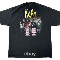 Vintage Korn Panther Skull T Shirt Double Sided size XL RARE Metal