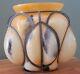 Vintage Kralik Metal Caged Blown Glass Vase Rare Bohemian Czech Orange Vase