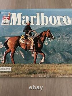 Vintage Marlboro Man Cowboy Metal Tin Tacker Sign Cigarettes Horse RARE