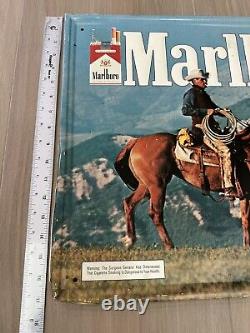 Vintage Marlboro Man Cowboy Metal Tin Tacker Sign Cigarettes Horse RARE