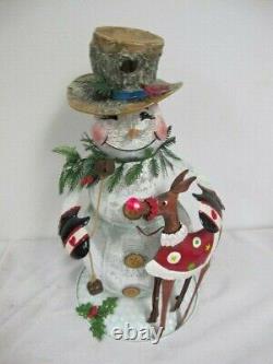 Vintage Metal Animated Musical Snowman Reindeer Home Interiors Rare 17