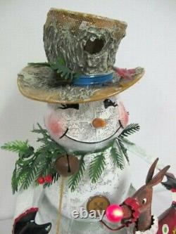 Vintage Metal Animated Musical Snowman Reindeer Home Interiors Rare 17