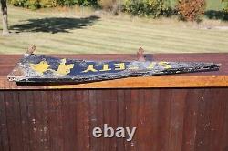 Vintage Metal Safety Station School Bus Sign Children Crossing Pennant RARE