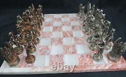 Vintage Mexican Mixed Metal Chess Set Mariachis Charro Mexico Palace 32pc Rare