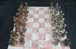 Vintage Mexican Mixed Metal Chess Set Mariachis Charro Mexico Palace 32pc Rare