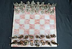 Vintage Mexican Mixed Metal Chess Set Mariachis Charro Mexico Palace 32pc Rare