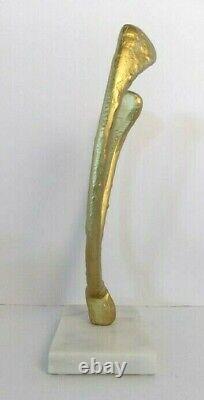 Vintage Mid Century Metal WISHBONE Sculpture on Marble Base EUC Rare Inverted