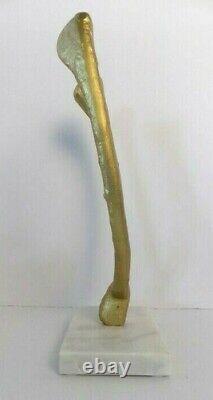 Vintage Mid Century Metal WISHBONE Sculpture on Marble Base EUC Rare Inverted