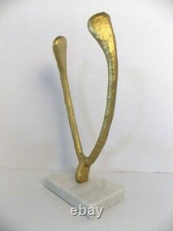 Vintage Mid Century Metal WISHBONE Sculpture on Marble Base EUC Rare Inverted