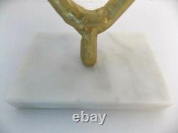 Vintage Mid Century Metal WISHBONE Sculpture on Marble Base EUC Rare Inverted