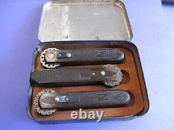 Vintage NUMBERALL Rotary Steel Stamps in Metal Tin RARE