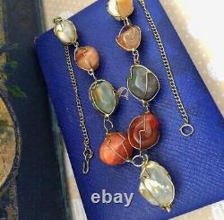 Vintage Necklace Agate Womens Jewelry Soviet Russian USSR Rare Roughness Pendent