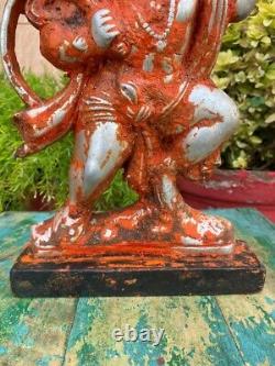 Vintage Old Metal Hand Carved Hindu God Hanuman Worshiped Rare Figure Plaque