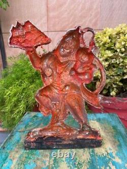 Vintage Old Metal Hand Carved Hindu God Hanuman Worshiped Rare Figure Plaque