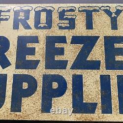 Vintage Original Rare Penguin Graphic Frosty Freezer Supplies Metal Rack Sign