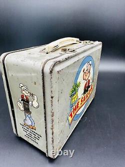 Vintage POPEYE Metal Lunchbox No Thermos Rare Silver Displays Great