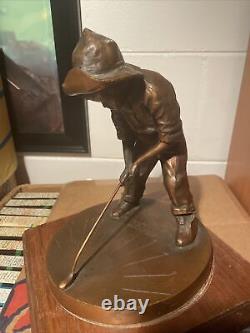 Vintage Putter Boy Sculpture Metal Sundial Statue Pinehurst Country Club Rare