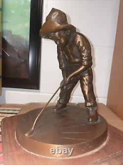 Vintage Putter Boy Sculpture Metal Sundial Statue Pinehurst Country Club Rare