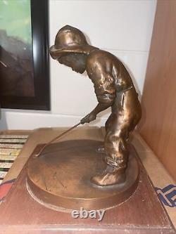 Vintage Putter Boy Sculpture Metal Sundial Statue Pinehurst Country Club Rare