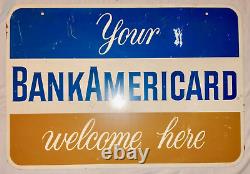 Vintage RARE BANKAMERICARD 2 Sided METAL SIGN 23 x 16 Bank Of America