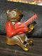 Vintage Rare Bakelite Apple Juice Bear 2 Moveable Arm Red Banjo Pin Collectible