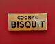 Vintage Rare Cognac Biscuit Original Toc Whiskey Bourbon Brandy Metal Sign